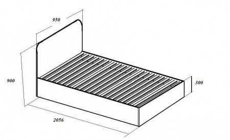 Односпальна кровать с мягкой обивкой и ортопедическими ламелями KOD- КР-90 Хюгге