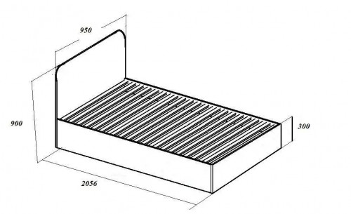 Односпальна кровать с мягкой обивкой и ортопедическими ламелями KOD- КР-90 Хюгге