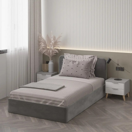 Односпальна кровать с мягкой обивкой и ортопедическими ламелями KOD- КР-90 Хюгге