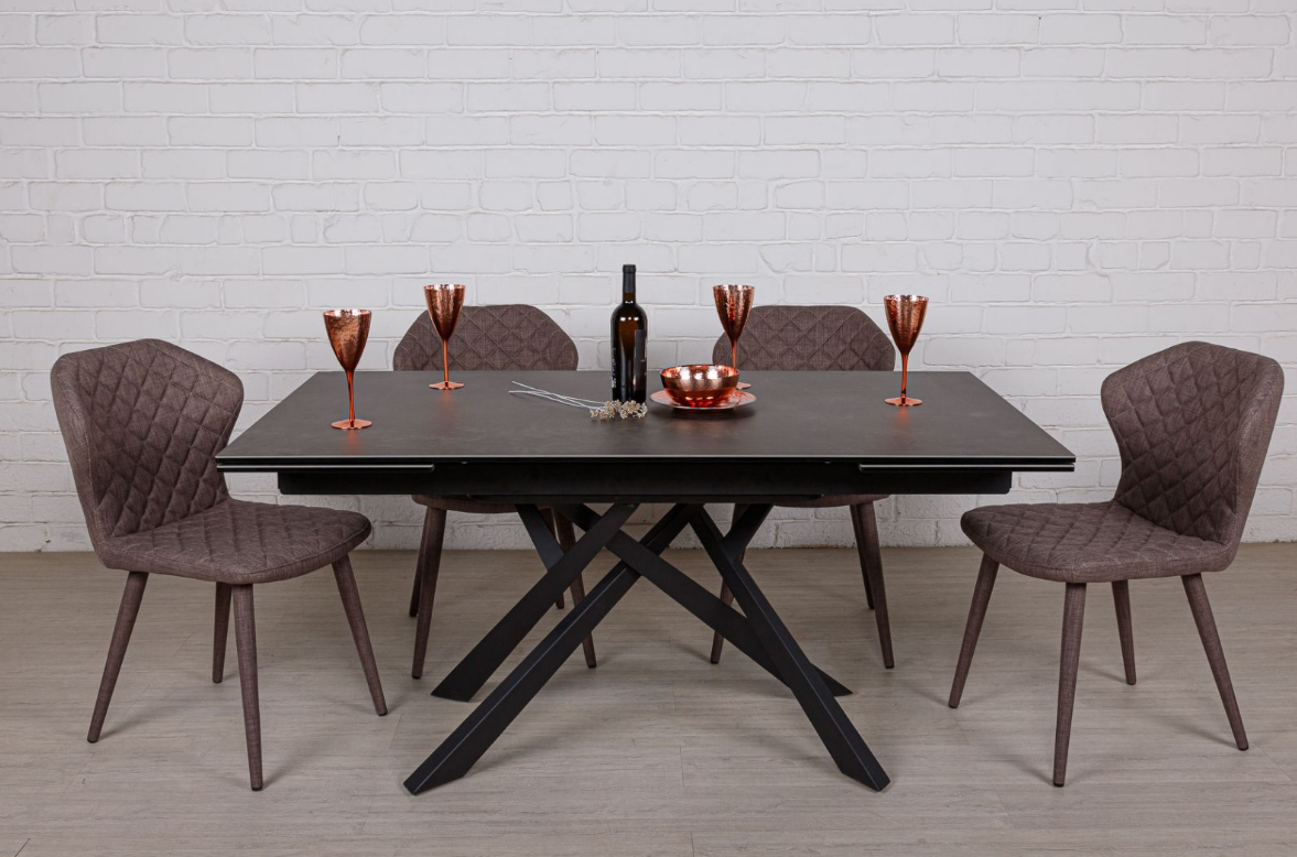 Стол обеденный модерн NL- Oshawa 160 (Черно-коричневый)   