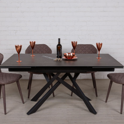 Стол обеденный модерн NL- Oshawa 160 (Черно-коричневый)   