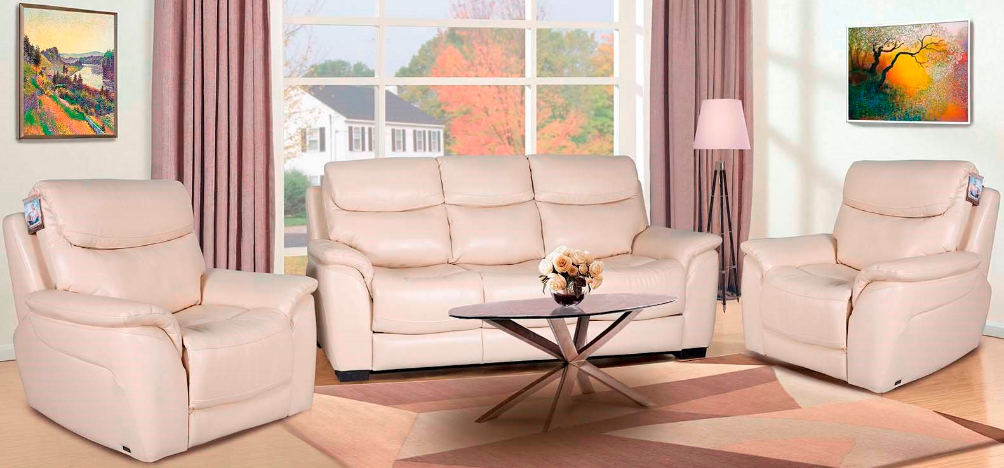 Комплект мягкой мебели BLN- Митчел 3+1эр+1эр (кожа, светло-бежевый)