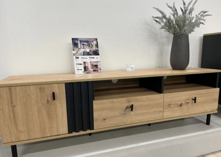 Тумба под телевизор Perfect Home Мадис / Madis 1-дверная с 2 ящиками 1D2S/165 Дуб артизан/антрацит