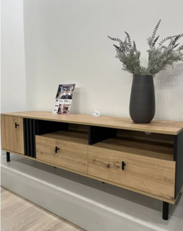 Тумба под телевизор Perfect Home Мадис / Madis 1-дверная с 2 ящиками 1D2S/165 Дуб артизан/антрацит