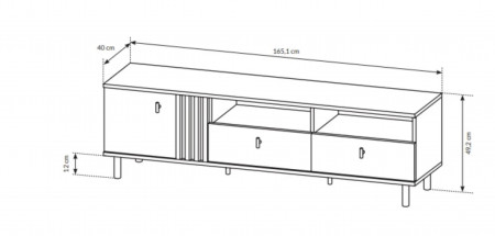 Тумба под телевизор Perfect Home Мадис / Madis 1-дверная с 2 ящиками 1D2S/165 Дуб артизан/антрацит