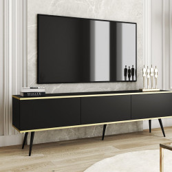 Тумба под ТВ Perfect Home Оро / Oro RTV175 3-дверная с черными ножками Черный