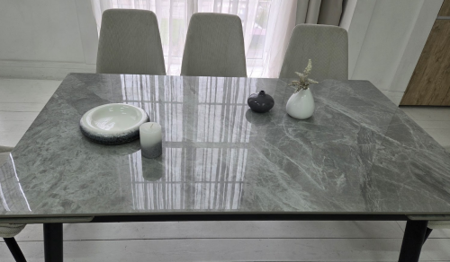 Стол керамический раскладной VTR- TM-98 бьянко карарра грей/ черный 150-210*90*76