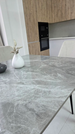 Стол керамический раскладной VTR- TM-98 бьянко карарра грей/ черный 150-210*90*76