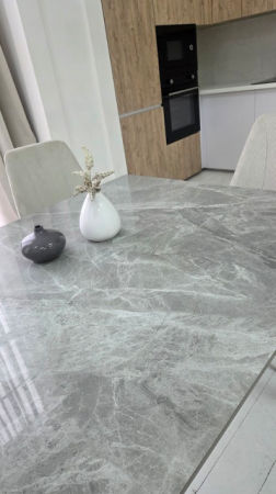 Стол керамический раскладной VTR- TM-98 бьянко карарра грей/ черный 150-210*90*76