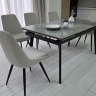 Стол керамический раскладной VTR- TM-98 бьянко карарра грей/ черный 150-210*90*76