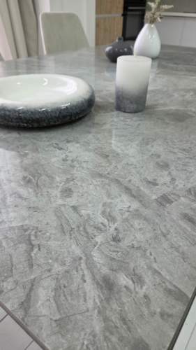 Стол керамический раскладной VTR- TM-98 бьянко карарра грей/ черный 150-210*90*76