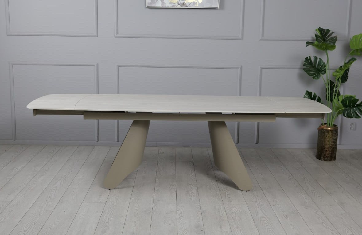 Стол обеденный раскладной TOP- FRISCO Кармен бежевый мат/ ноги тауп 1800/2600X900X750