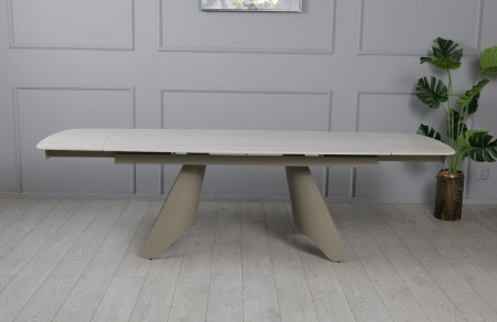 Стол обеденный раскладной TOP- FRISCO Кармен бежевый мат/ ноги тауп 1800/2600X900X750