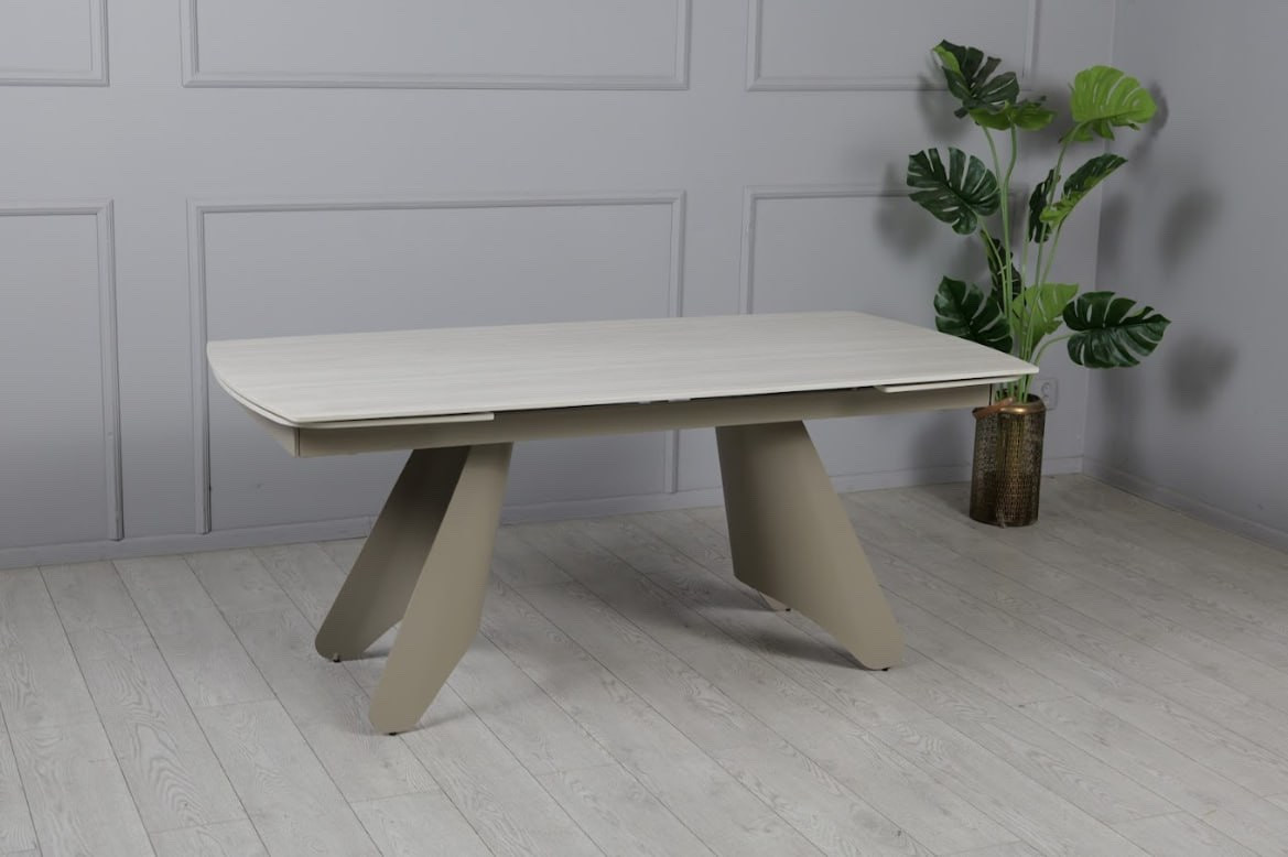 Стол обеденный раскладной TOP- FRISCO Кармен бежевый мат/ ноги тауп 1800/2600X900X750