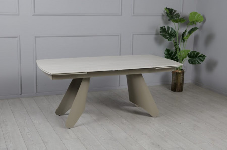 Стол обеденный раскладной TOP- FRISCO Кармен бежевый мат/ ноги тауп 1800/2600X900X750