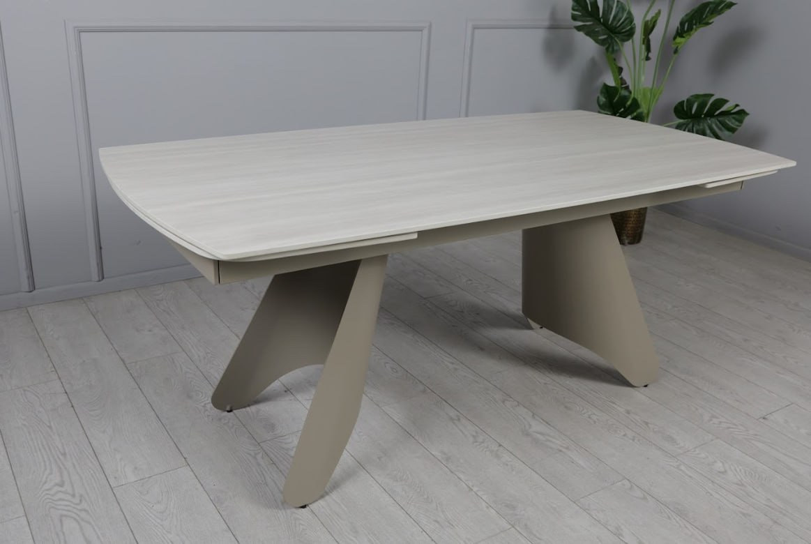 Стол обеденный раскладной TOP- FRISCO Кармен бежевый мат/ ноги тауп 1800/2600X900X750