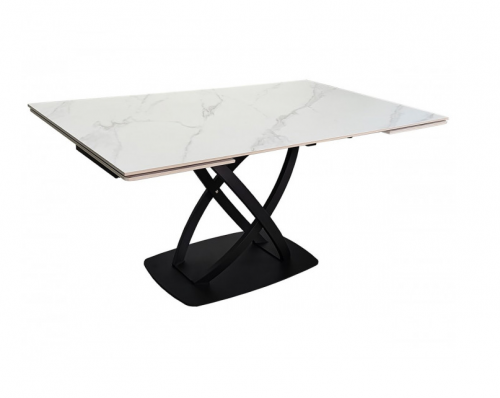 Стол раскладной INI- HILDA CERAMIC 160(240)*90 белый мат/ черный каркас   