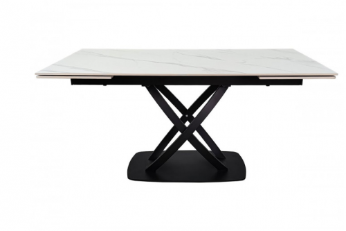 Стол раскладной INI- HILDA CERAMIC 160(240)*90 белый мат/ черный каркас   