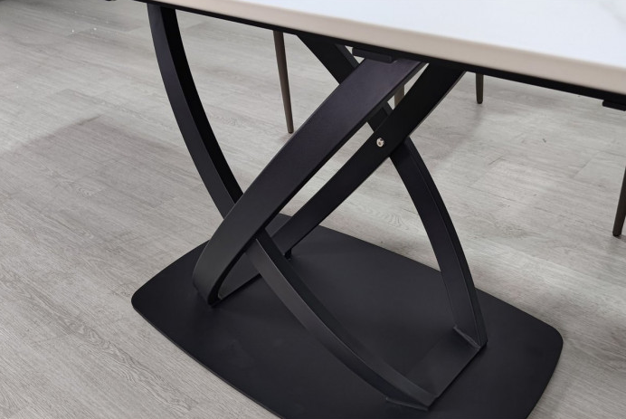 Стол раскладной INI- HILDA CERAMIC 160(240)*90 белый мат/ черный каркас   