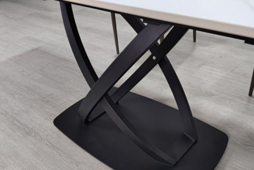 Стол раскладной INI- HILDA CERAMIC 160(240)*90 белый мат/ черный каркас   