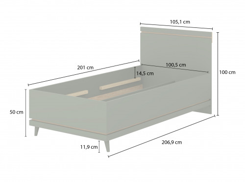 Кровать односпальная Helvetia SCANDI 24D5OH34 (дуб/кирпич)