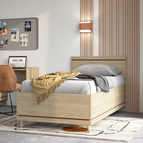 Кровать односпальная Helvetia SCANDI 24D5OH34 (дуб/кирпич)