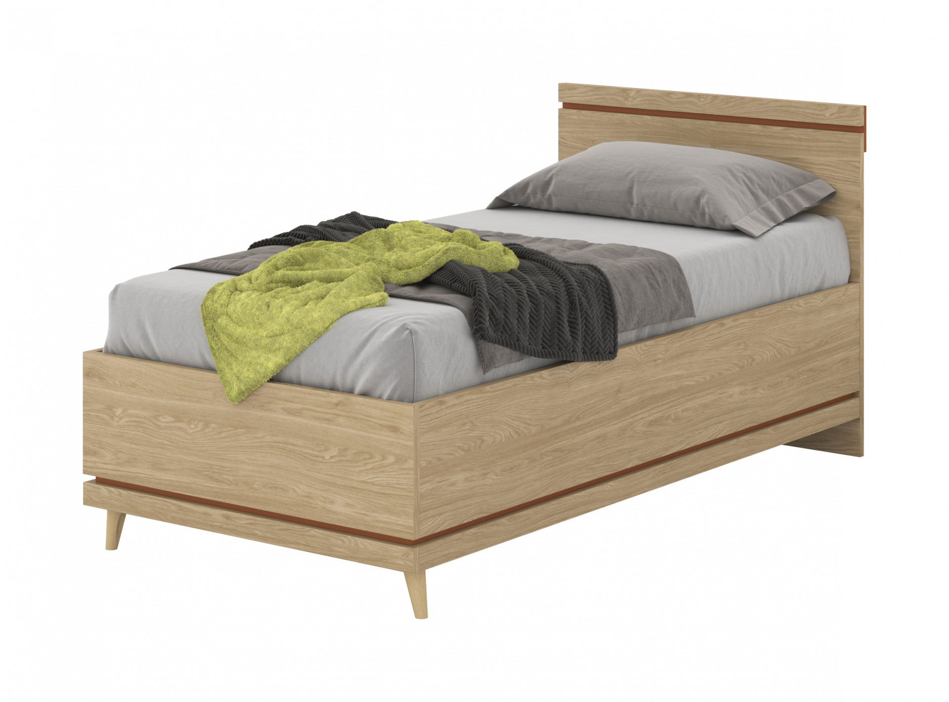 Кровать односпальная Helvetia SCANDI 24D5OH34 (дуб/кирпич)