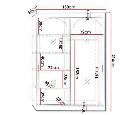 Шкаф-купе Signal MODIN 150 150х215х65 кашемир / золото