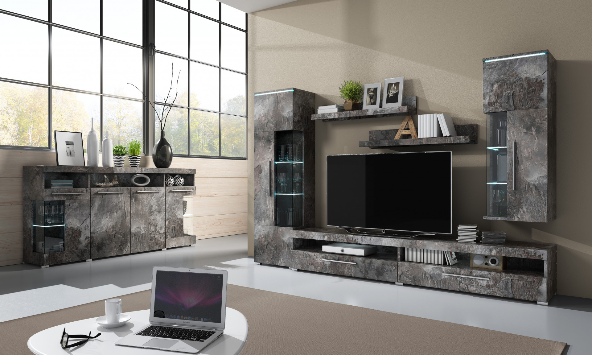 Витрина в гостиную Helvetia INDIA 24B0DE06 (шиффер)