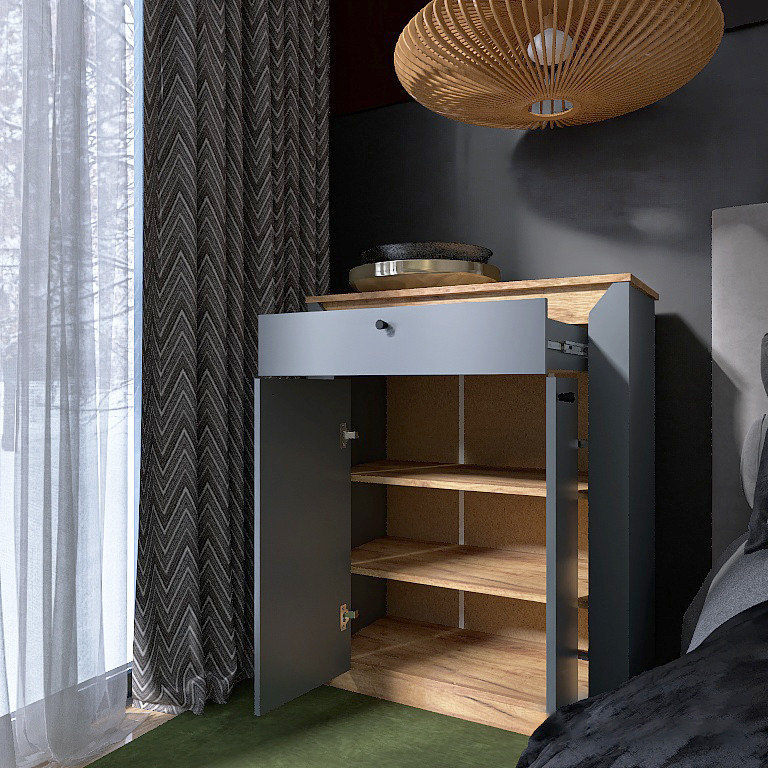 Тумба- комод EVR- Нордик-800 дуб крафт золотой + фасад графит