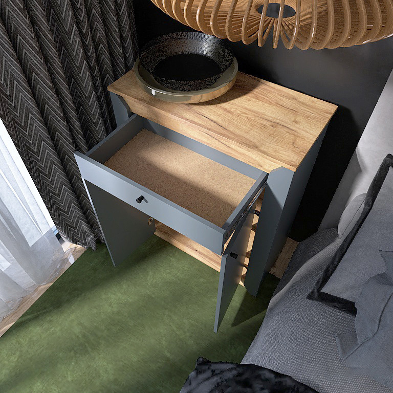 Тумба- комод EVR- Нордик-800 дуб крафт золотой + фасад графит