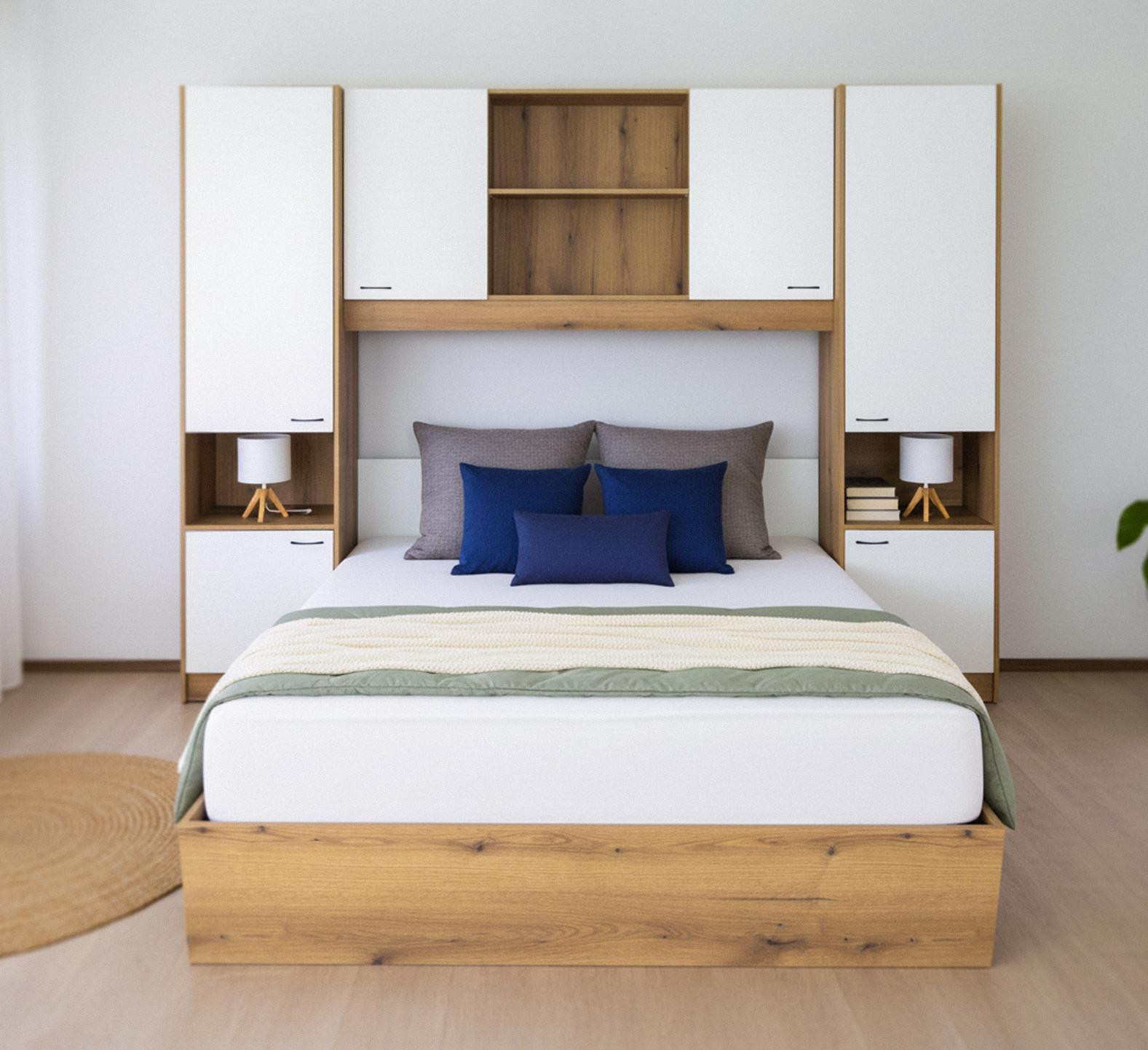 Спальный гарнитур EMB- дуб Kronospan K 365 PW Дуб Эвок  + глянец