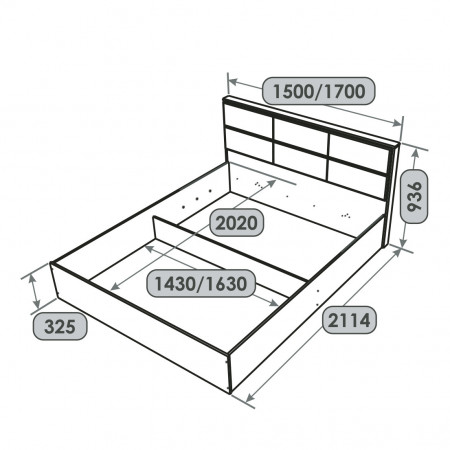 Кровать с мягким изголовьем EVR- Лайт (основа подъемный механизм) дуб Сонома