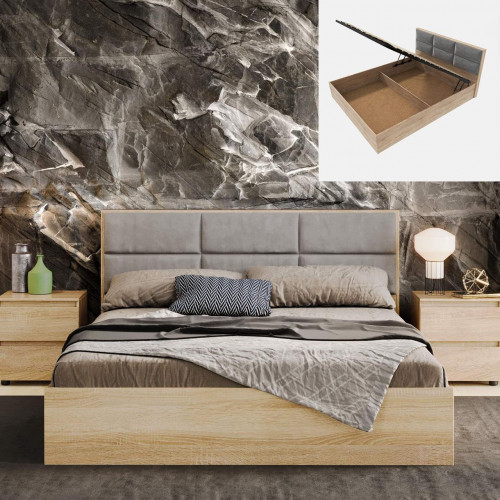 Кровать с мягким изголовьем EVR- Лайт-1600 (основа подъемный механизм) дуб Сонома