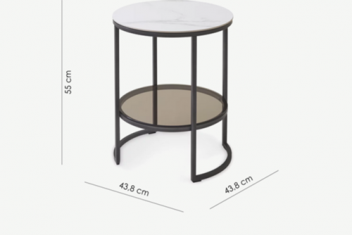 Столик приставной 1 ящик CRV- Alva, Lilac ice top titanium stone(белый) 