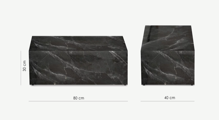 Стол кофейный CRV- Block,Black marble finish 80*40 см., чёрный