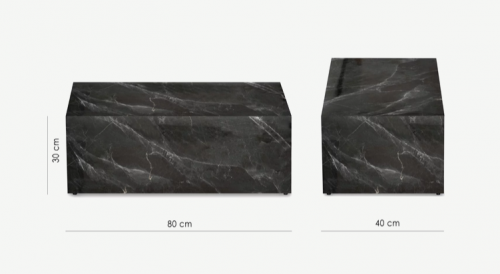 Стол кофейный CRV- Block,Black marble finish 80*40 см., чёрный