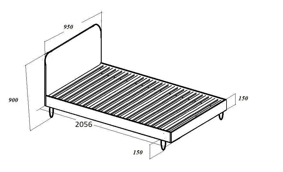 Односпальна кровать с мягкой обивкой и ортопедическими ламелями KOD- КР-9 Хюгге