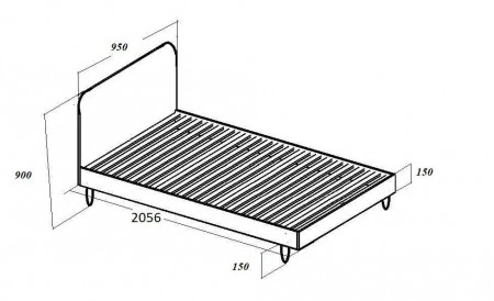 Односпальна кровать с мягкой обивкой и ортопедическими ламелями KOD- КР-9 Хюгге