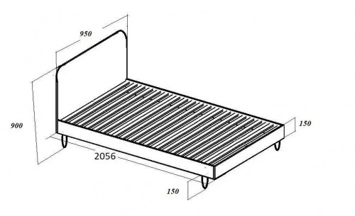 Односпальна кровать с мягкой обивкой и ортопедическими ламелями KOD- КР-9 Хюгге