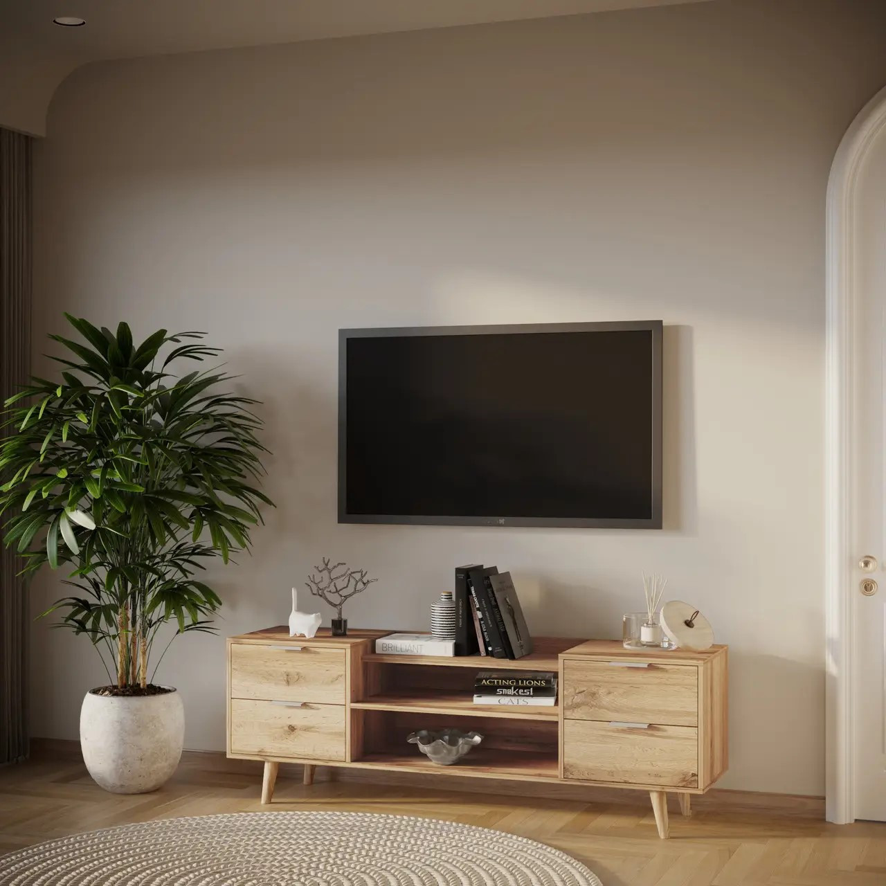 Тумба под телевизор 54х160х40 см KOD- Тумба ТВ-Хюгге