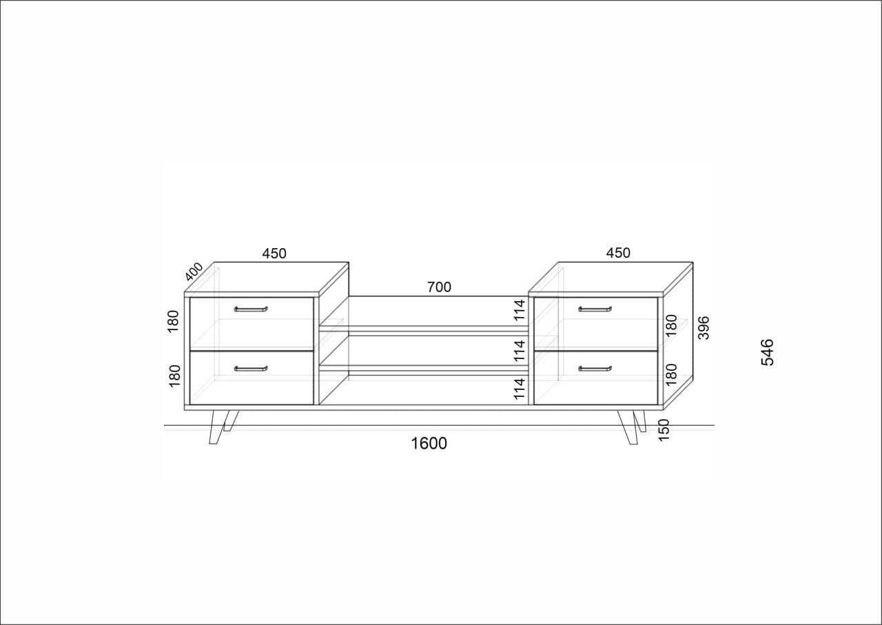 Тумба под телевизор 54х160х40 см KOD- Тумба ТВ-Хюгге