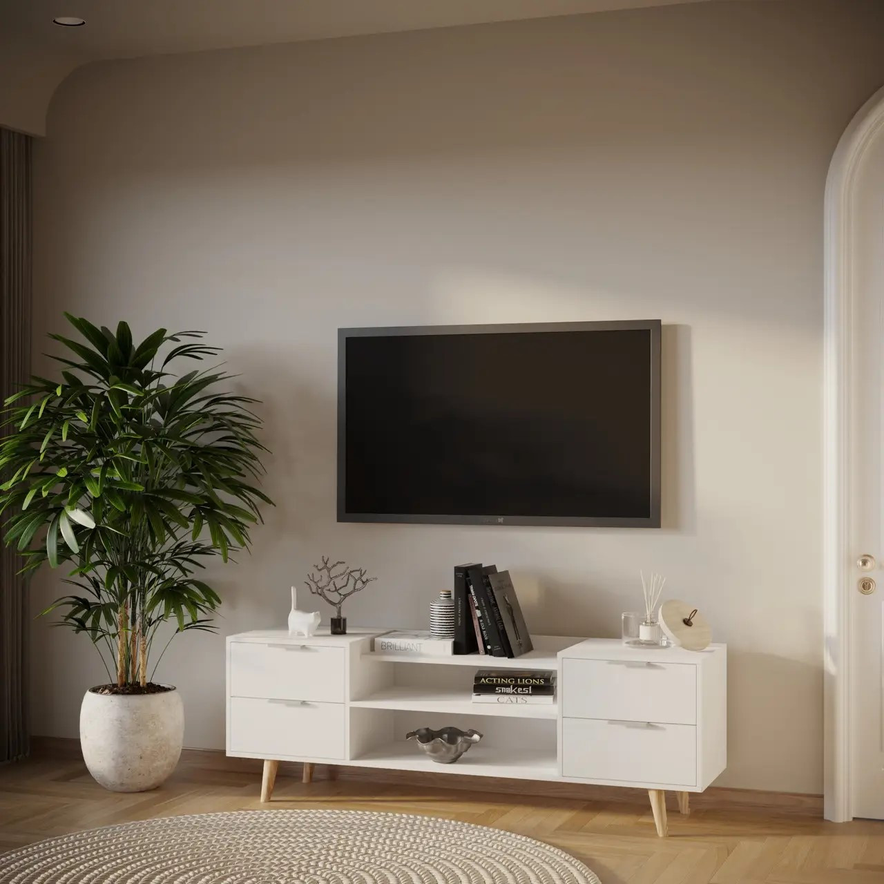 Тумба под телевизор 54х160х40 см KOD- Тумба ТВ-Хюгге