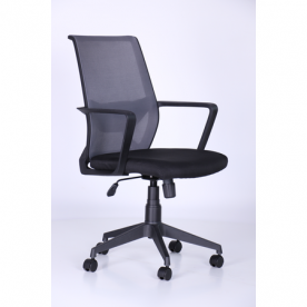 Кресло офисное AMF- Tin (сиденье Саванна nova Black 19/спинка Сетка SL-16 серая)