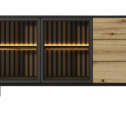 Комод с подсветкой Perfect Home Ланг/Lang 2-дверный с 3 ящиками 2D3S/150 Черный/дуб эвок