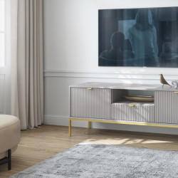 Тумба под телевизор Perfect Home Nova 1-дверная с 2 ящиками с золотыми ножками RTV154 Серый
