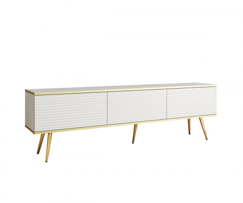 Тумба под ТВ Perfect Home Оро / Oro RTV175 MDF 3-дверная с золотыми ножками Белый