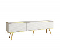 Тумба под ТВ Perfect Home Оро / Oro RTV175 MDF 3-дверная с золотыми ножками Белый