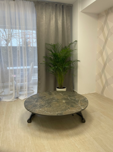 Стол трансформер модерн EXI- Бергамо (графитовая, коричневая керамика) 