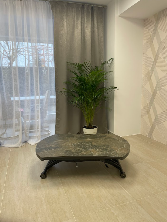 Стол трансформер модерн EXI- Бергамо (графитовая, коричневая керамика) 